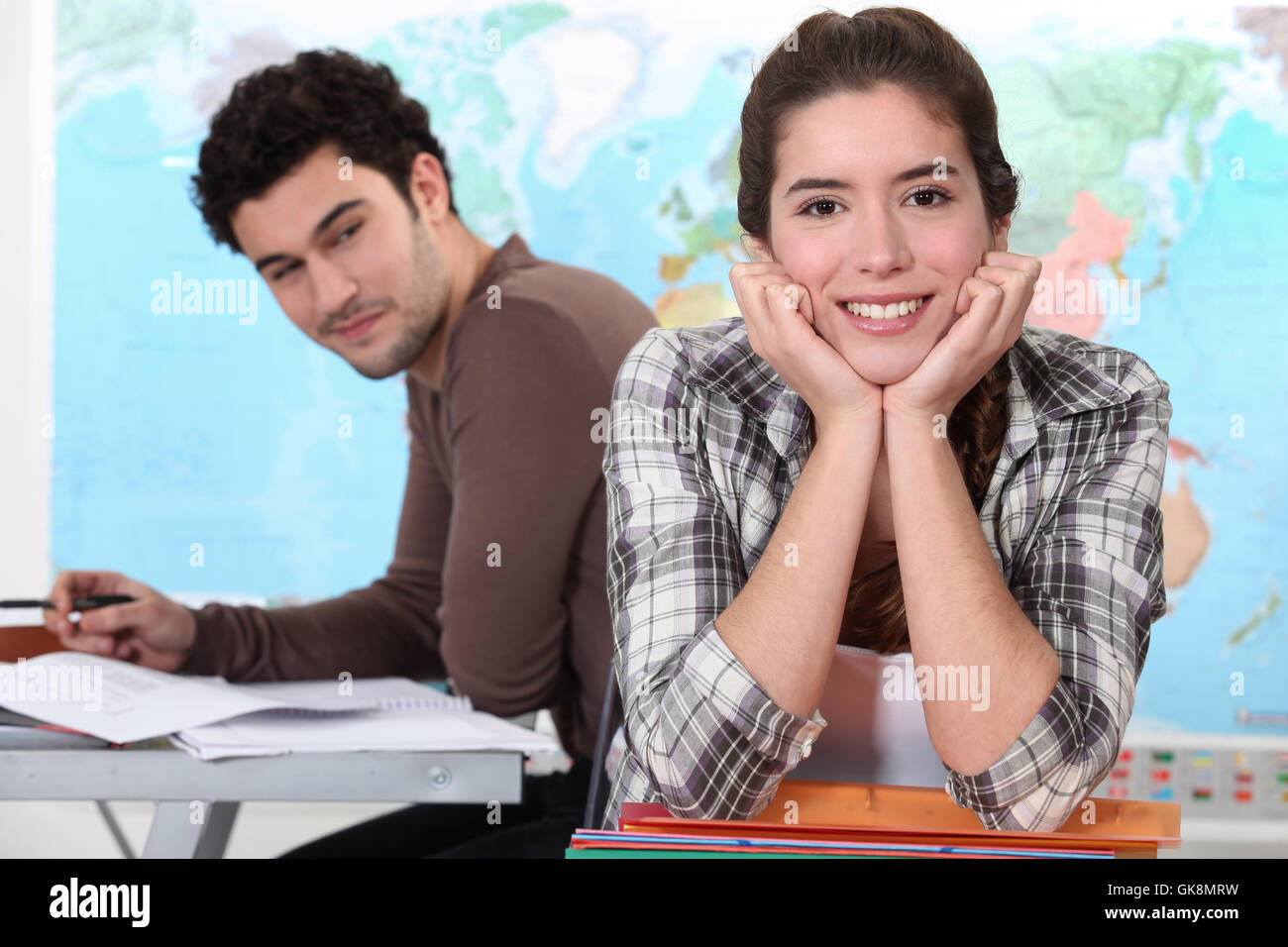 blue desk class Stock Photo