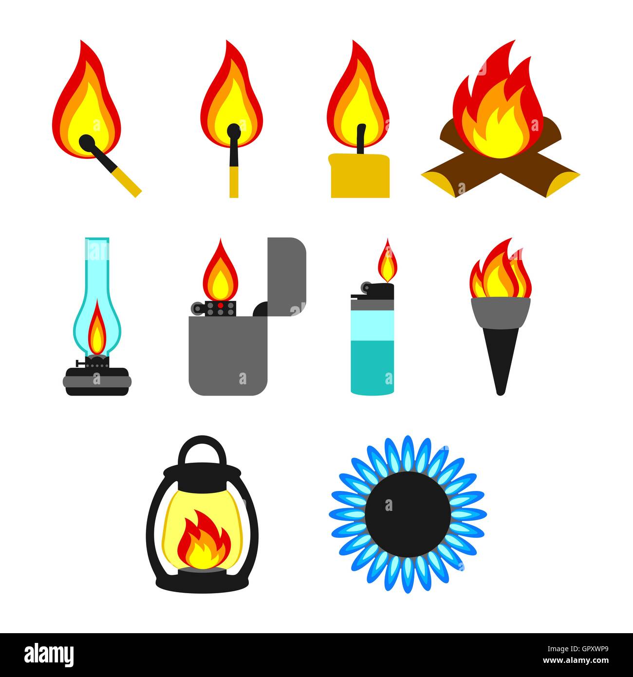 Objects giving fire Stock Vector