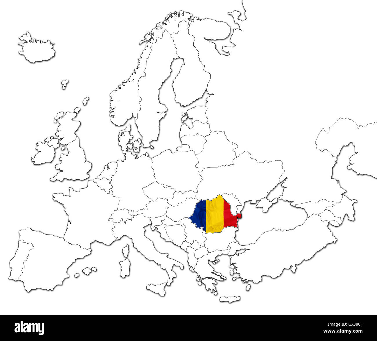 Map of Romania Stock Photo