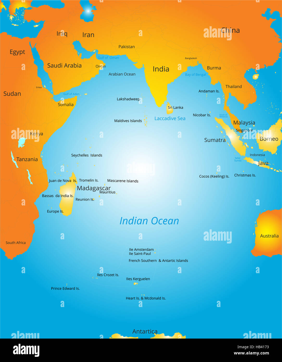 map of Indian ocean region Stock Photo - Alamy