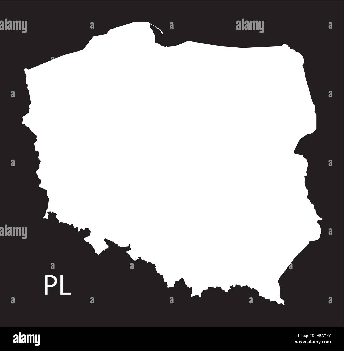 Poland Map black white Stock Vector