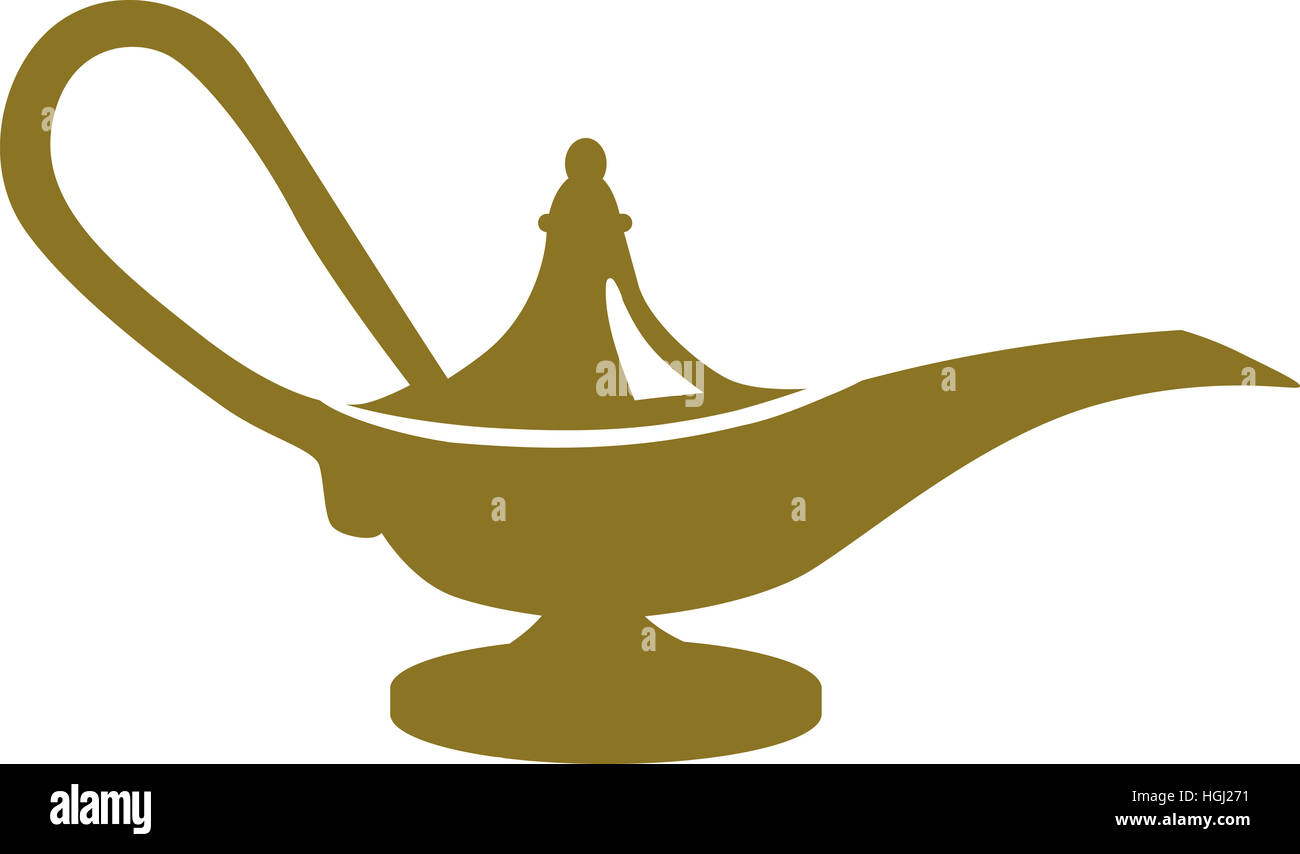 Golden magic lamp Stock Photo