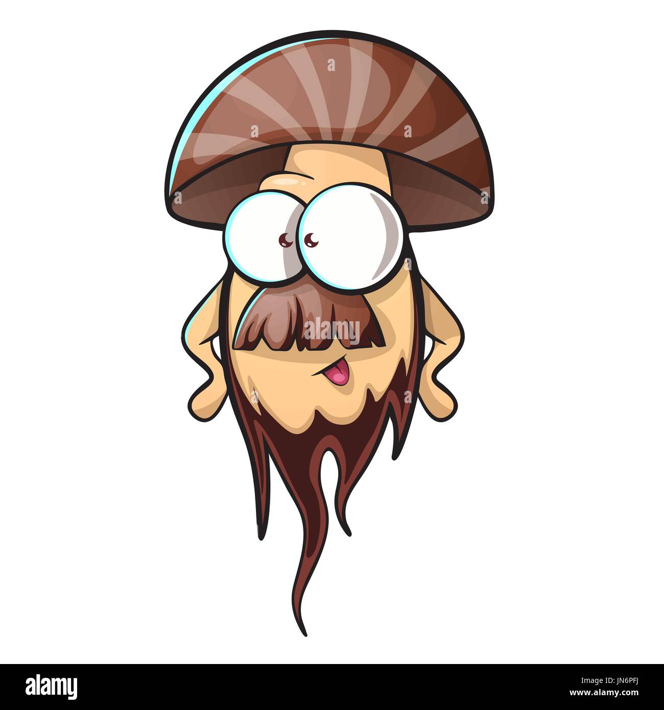 Cartoon mushroom with beard Stock Vector