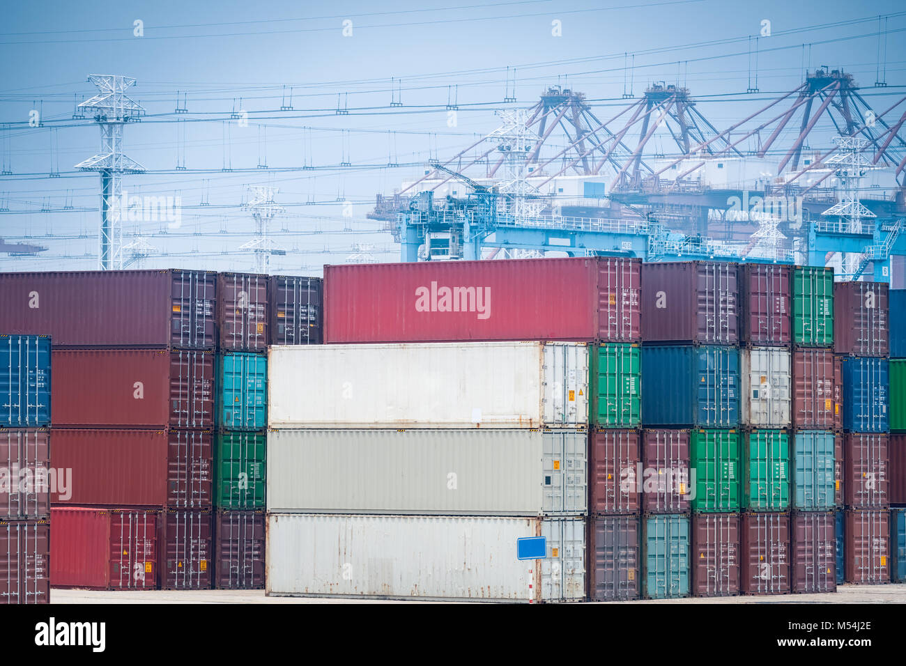 container yard closeup Stock Photo