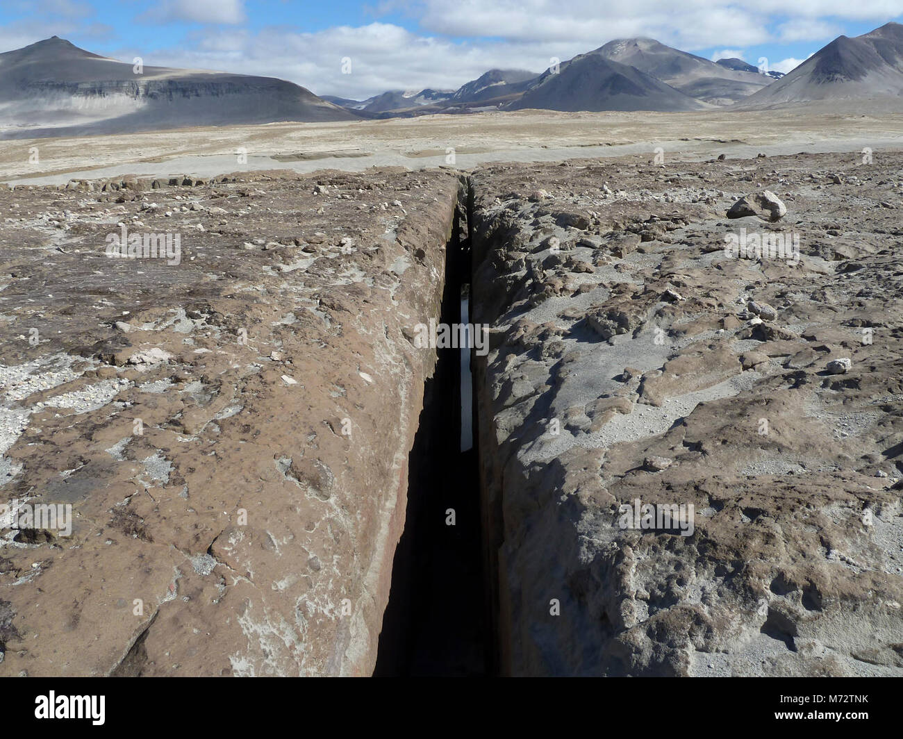 Fracture in welded tuff . Stock Photo