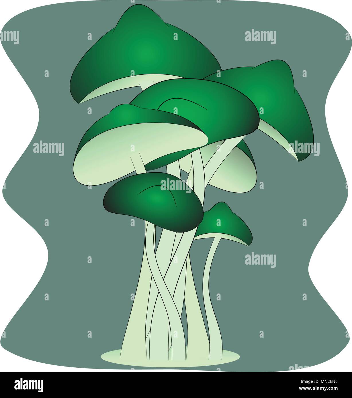 magic green mushrooms vector Stock Vector