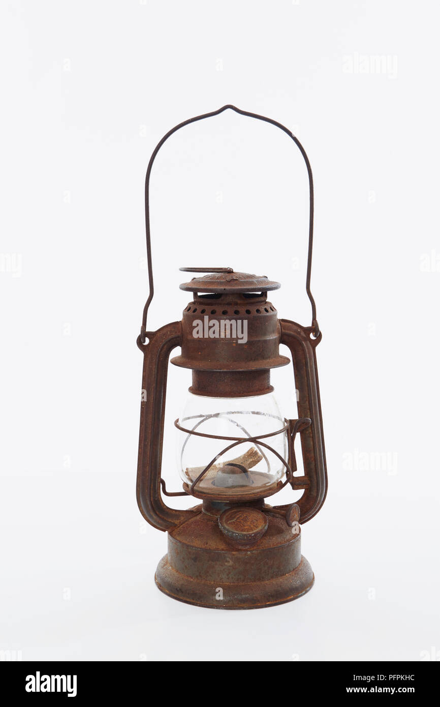 Rusty old oil lamp Stock Photo