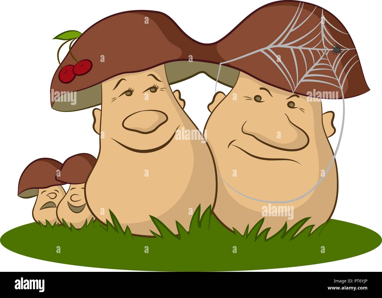 Family of Cartoon Mushrooms Stock Vector