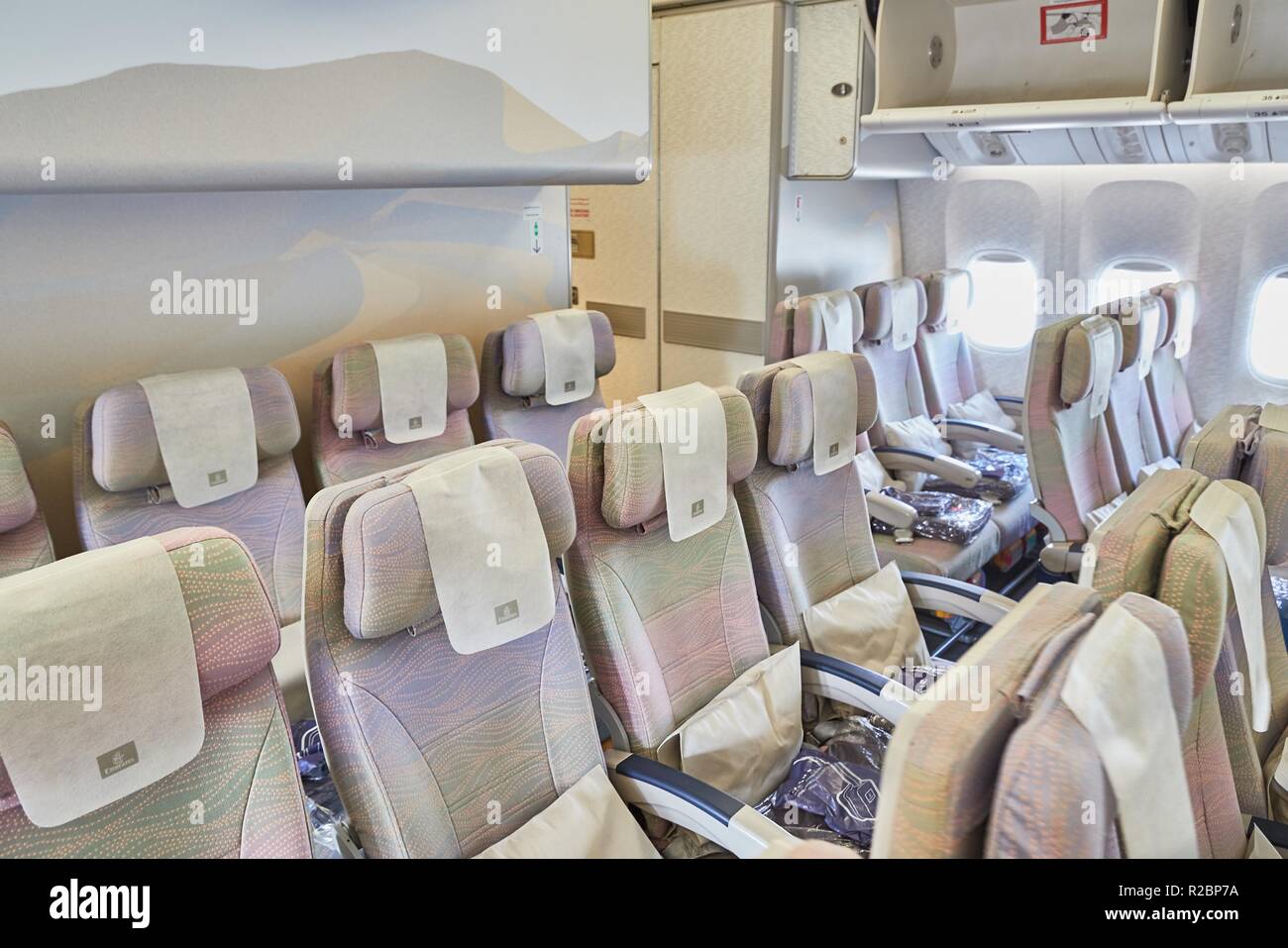 Plane cabin interior Stock Photo