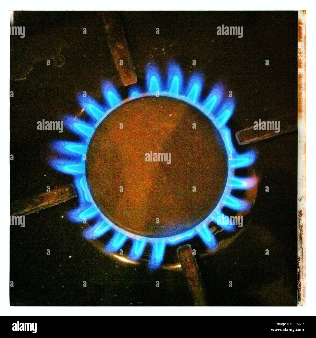 Gas ring on cooker. Stock Photo