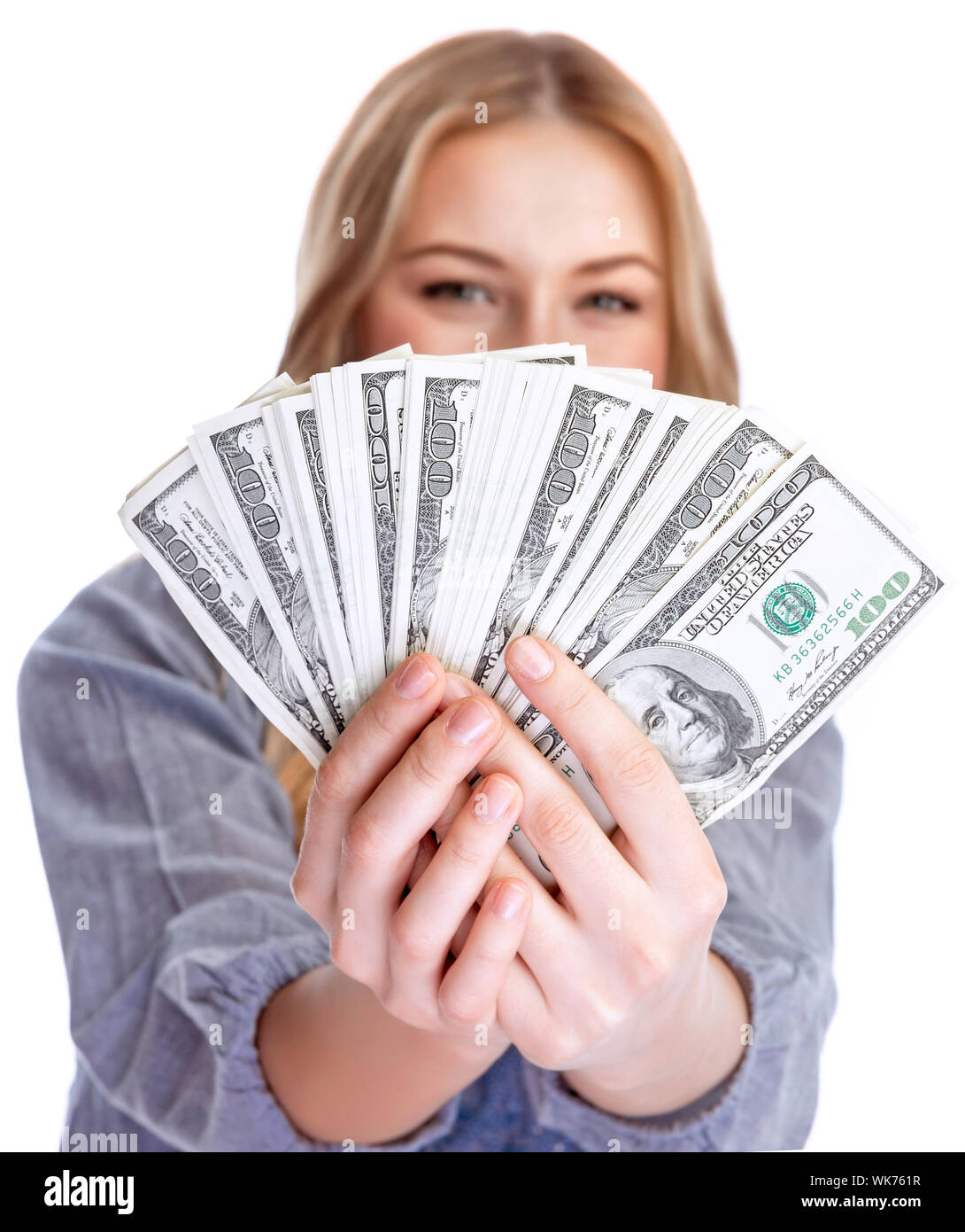 Happy rich woman Stock Photo