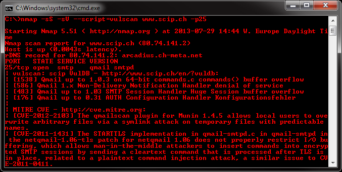 Nmap NSE Vulscan