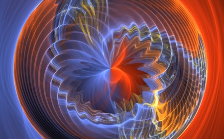 Fractal Swirl - swirl, orange, fractal, abstract, blue