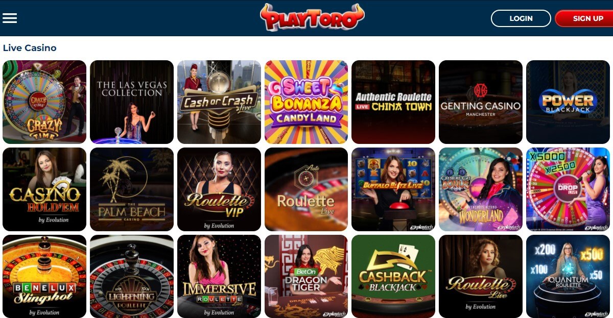 play toro live casino