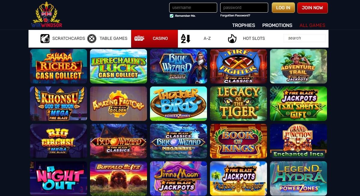 win windsor casino games