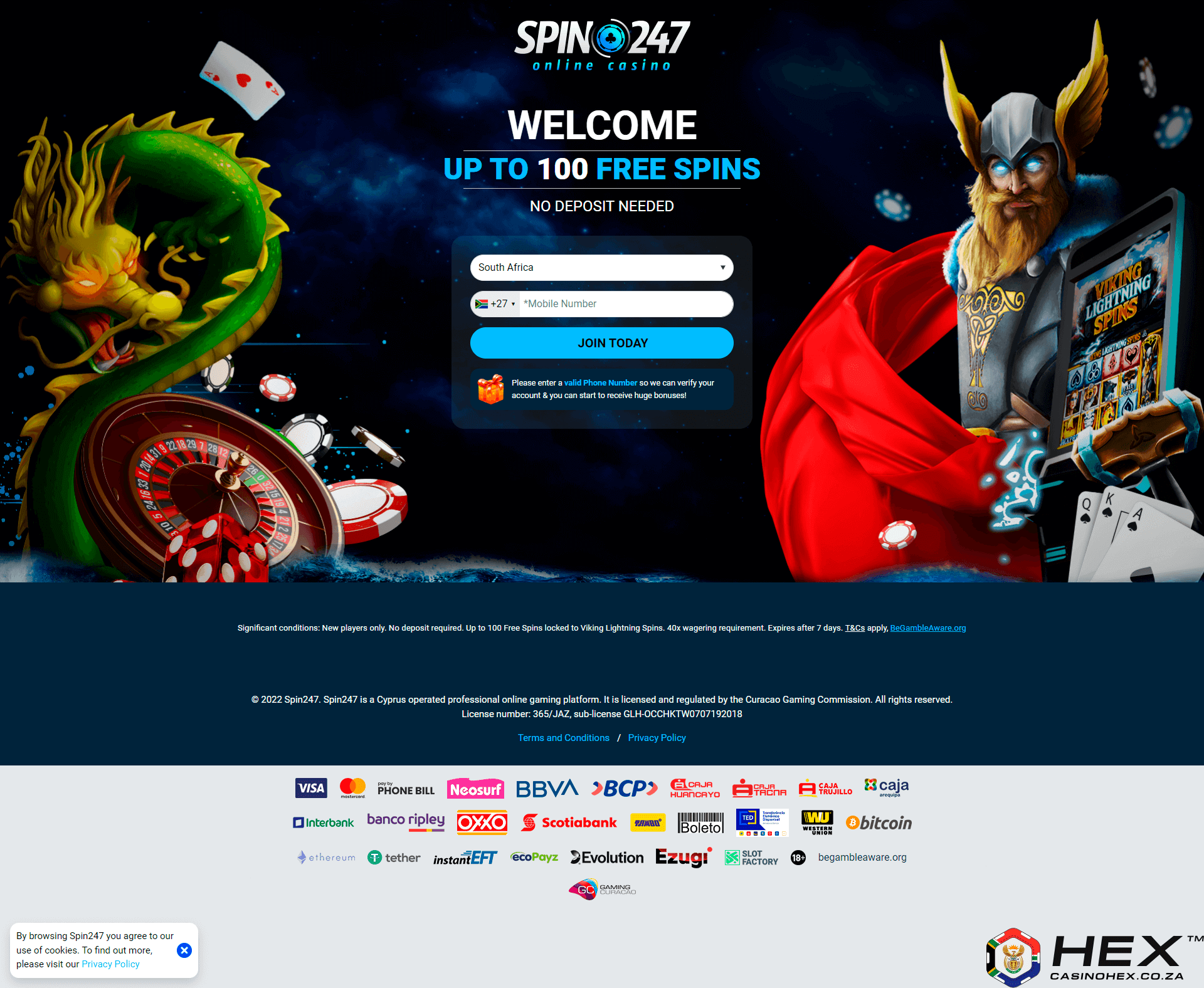 Spin247 casino welcome bonus