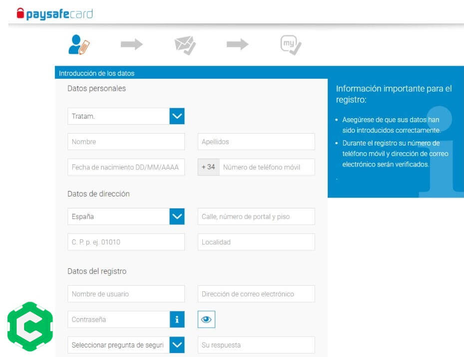 paysafecard registrarse