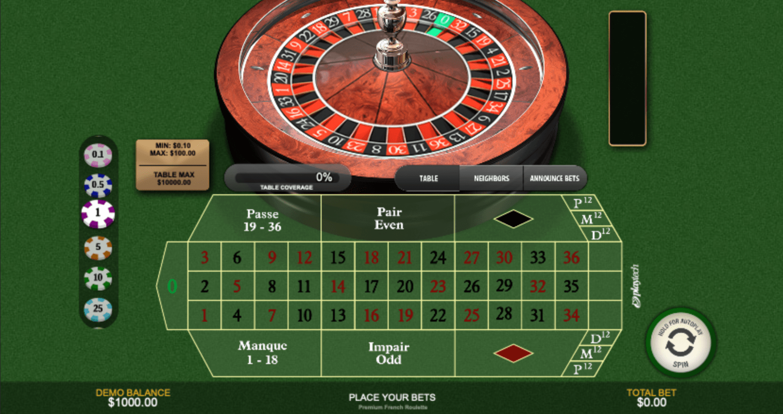 Jugar a Premium French Roulette de Playtech en España