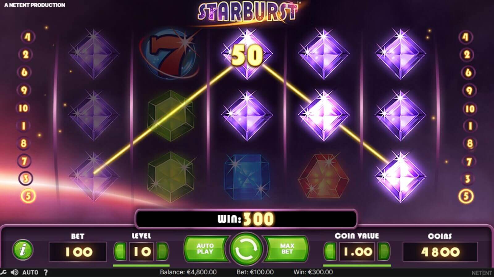 Jugar a la tragamonedas gratis Starburst de NetEnt