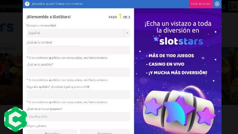 slot stars casino registrarse paso