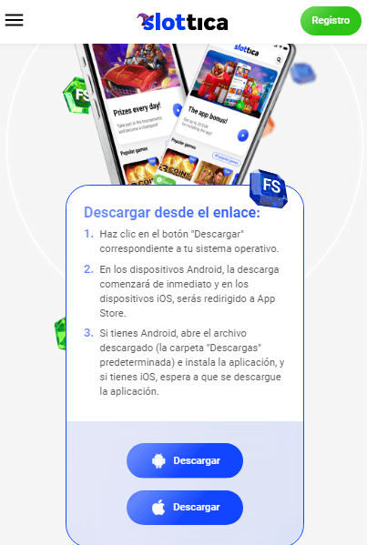 Slottica Instala la app movil