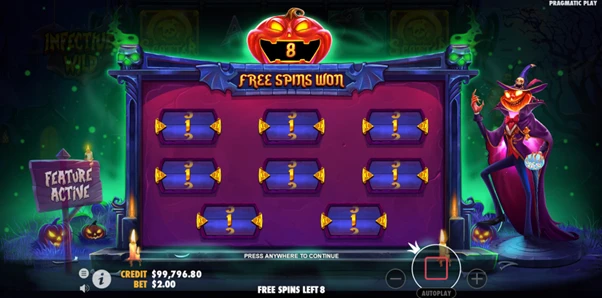 infective wild free spins unlocked