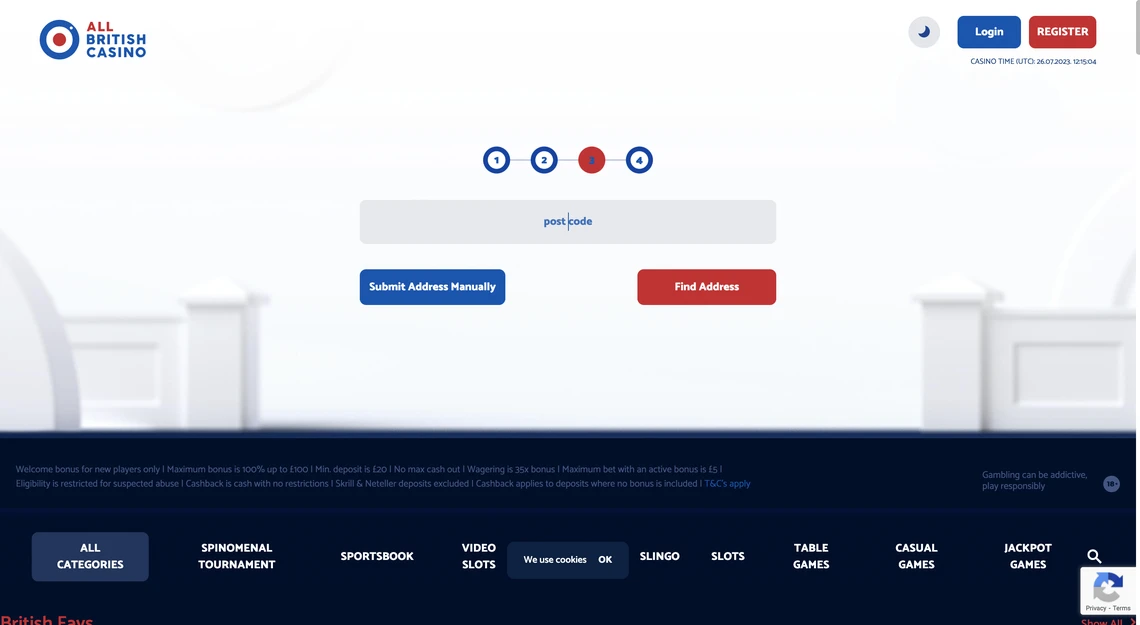All British Casino Registration Step 3