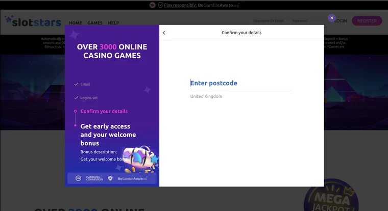 Slotstars Casino Registration Step 4