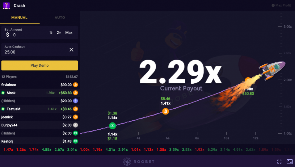 Roobet Crash Gambling Game