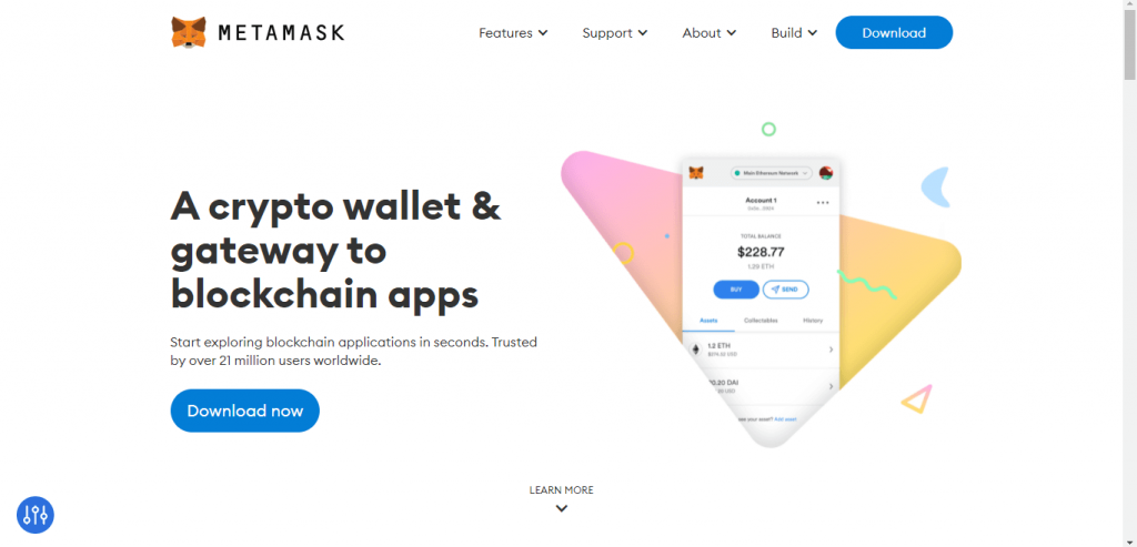 Metamask Homepage screenshot