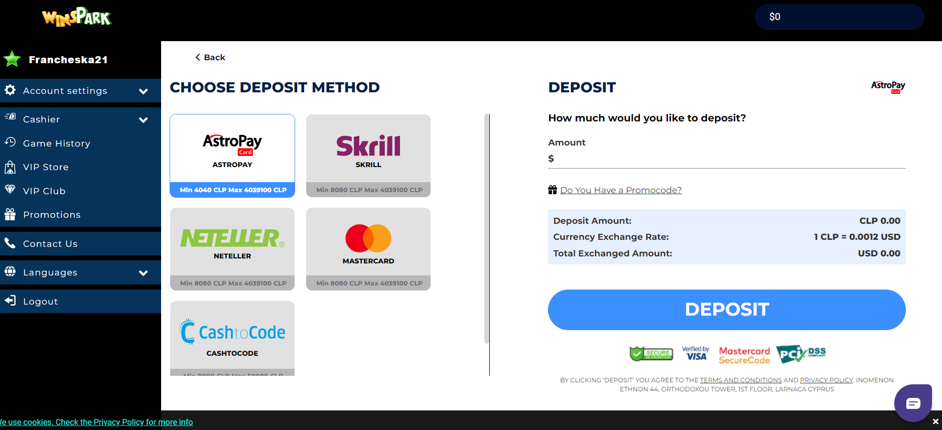 winspark sin deposito