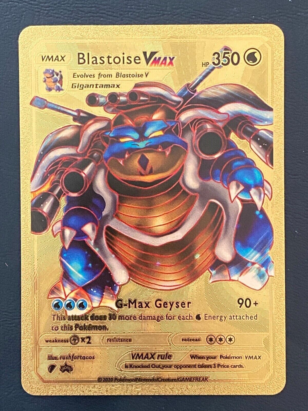 Mavin | Blastoise Vmax Gold Foil Fan Art Pokemon Card Display Card