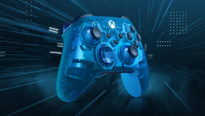 Front left angle of the Xbox Wireless Controller – Sky Cipher Special Edition.