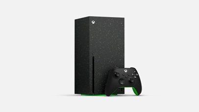 Front angle of the Xbox Series X – 2TB Galaxy Black Special Edition