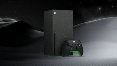 Front angle of the Xbox Series X – 2TB Galaxy Black Special Edition 