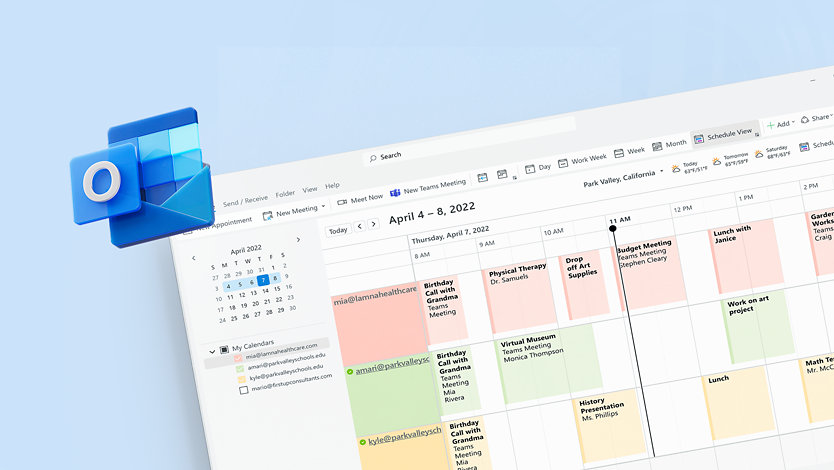 A calendar in Outlook.