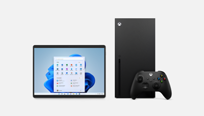 Ein Surface Pro 9 Certified Refurbished und eine Xbox Series X Certified Refurbished.