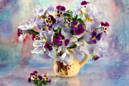 Violets in a jug