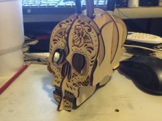 Laser Cut Skull Pen Holder Free Vector