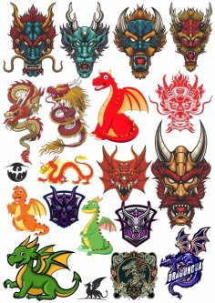 Dragons Vectors Set Free Vector