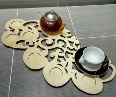 Laser Cut Wooden Decorative Tea Tray DXF File