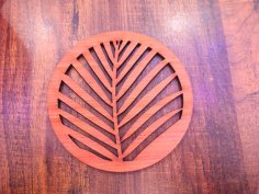 Laser Cut Round Floral Design Tea Coaster DXF File