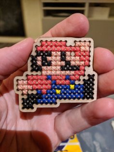 Laser Cut Mario Wooden Cross Stitch Shape Blank DXF File