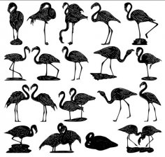 Flamingos Vectors Package DXF File