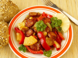 recipe for fiesta slow cooker sausage with pineapple