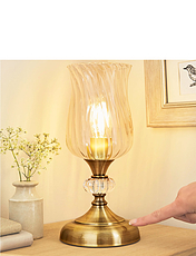 Fluted Glass Touch Lamp Brass