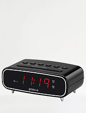 Compact Clear Time Radio Alarm Clock Black