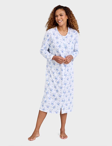 Button Front Print Cotton Nightdress