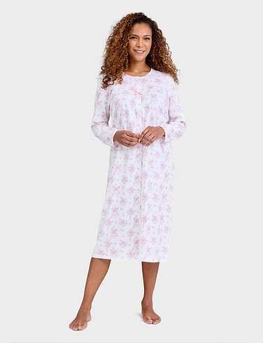 Button Front Print Cotton Nightdress