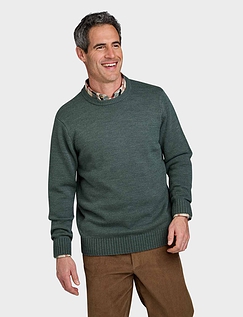 Pegasus Wool Blend Crew Neck Sweater Forest Green